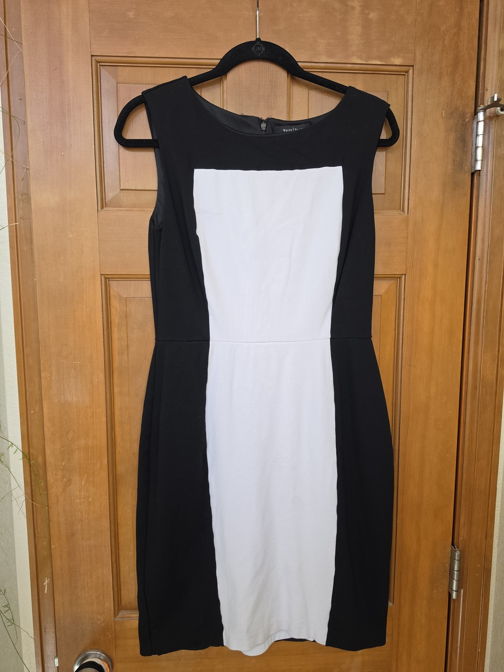 White House Black Market Black and White Colorblock Sheath Dress